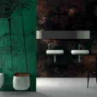 Lavabo da appoggio moderno in ceramica L 60cm fatto in Italia, Gaiola Viadurini