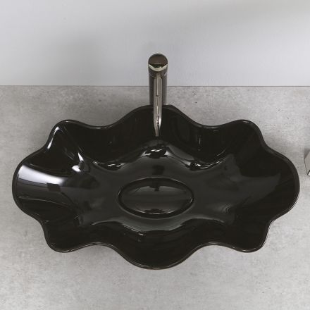 Lavabo da Appoggio Moderno in Ceramica Lucida Realizzato in Italia - Cubo Viadurini