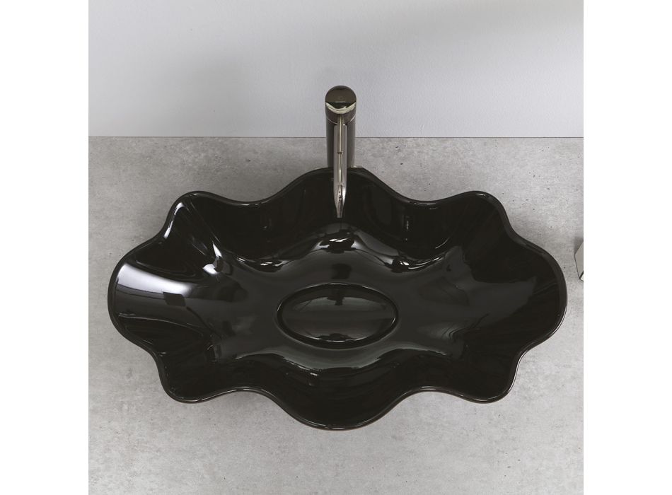 Lavabo da Appoggio Moderno in Ceramica Lucida Realizzato in Italia - Cubo Viadurini
