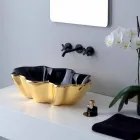 Lavabo da appoggio moderno in ceramica oro e nero fatto in Italia Cubo Viadurini