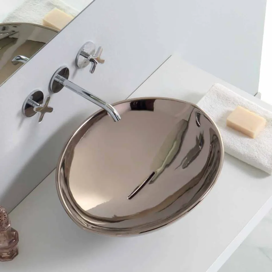 Lavabo da appoggio moderno in ceramica platino made in Italy Animals Viadurini