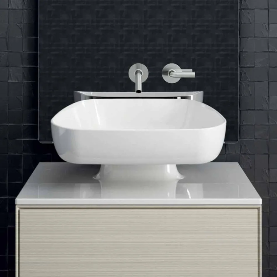 Lavabo da appoggio moderno in ceramica realizzato in Italia, Reale Viadurini