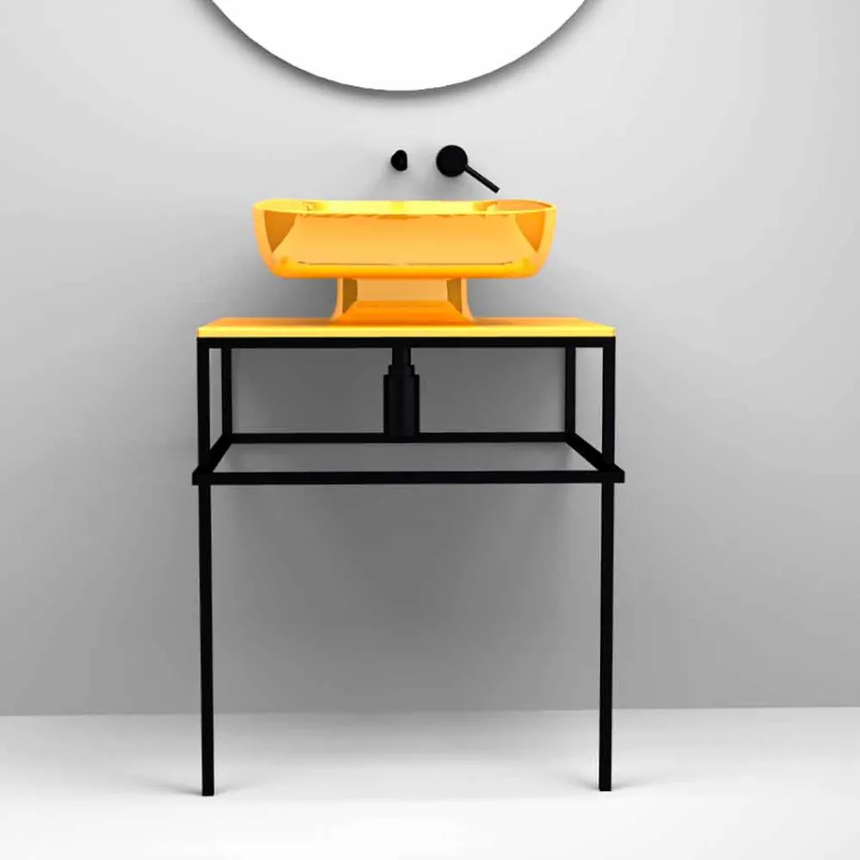 Lavabo da appoggio moderno in ceramica realizzato in Italia, Reale Viadurini