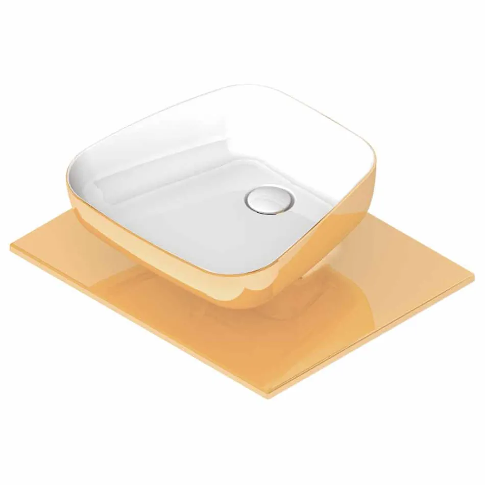 Lavabo da appoggio moderno in ceramica realizzato in Italia, Reale Viadurini