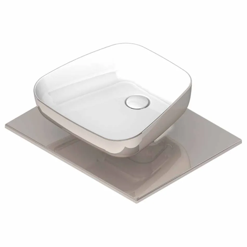 Lavabo da appoggio moderno in ceramica realizzato in Italia, Reale Viadurini