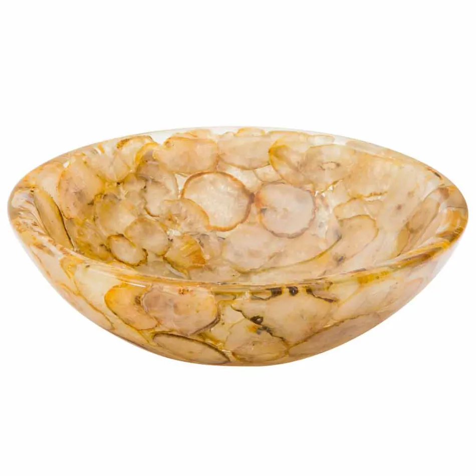 Lavabo da appoggio moderno in resina artificiale e pietra agata Petra Viadurini