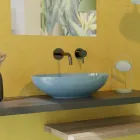 Lavabo da Appoggio Ovale in Ceramica Lucida L 50 cm Made in Italy - Ferry Viadurini