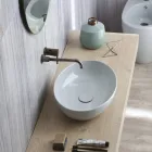 Lavabo da Appoggio Ovale in Ceramica Lucida Realizzato in Italia - Ferry Viadurini