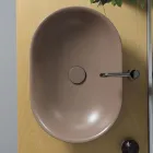 Lavabo da Appoggio Ovale in Ceramica Opaca Realizzato in Italia - Nelly Viadurini