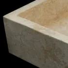 Lavabo da appoggio per bagno bianco in pietra naturale Jef,pezzo unico Viadurini