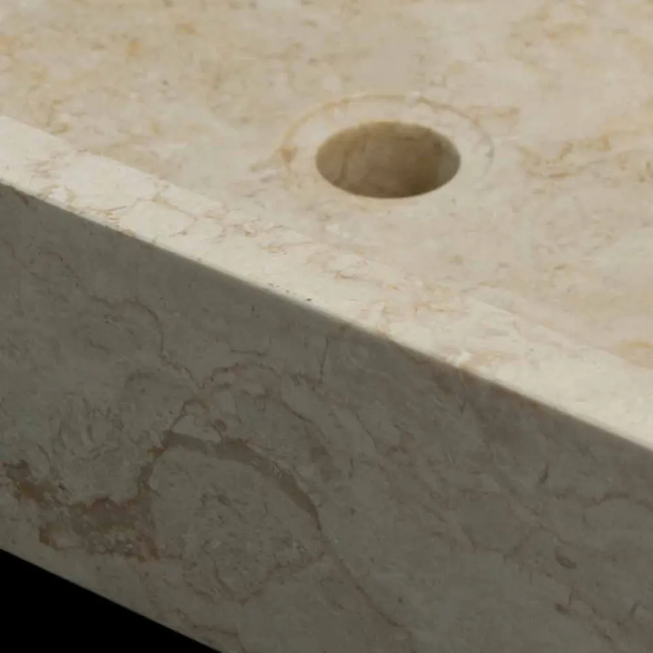 Lavabo da appoggio per bagno bianco in pietra naturale Jef,pezzo unico Viadurini