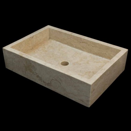 Lavabo da appoggio per bagno bianco in pietra naturale Jef,pezzo unico Viadurini