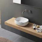 Lavabo da Appoggio per Bagno in Ceramica Bianca Design Ovale Moderno - Tune3 Viadurini
