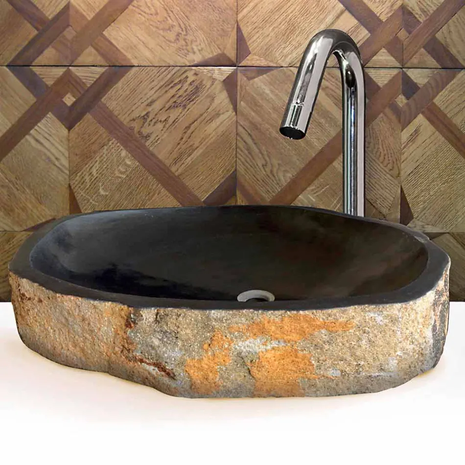 Lavabo da Appoggio Pezzo Unico in Basalto Hassan Viadurini