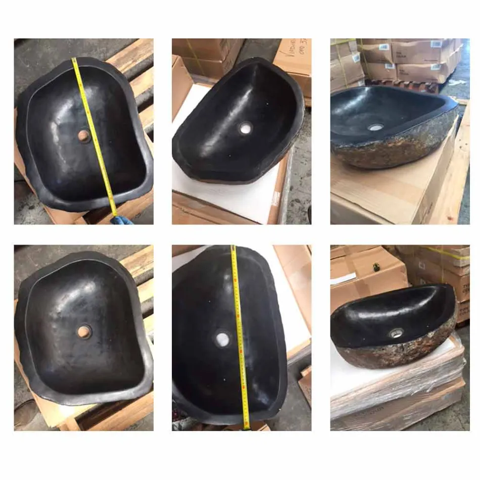 Lavabo da appoggio pezzo unico in basalto Hassan Viadurini