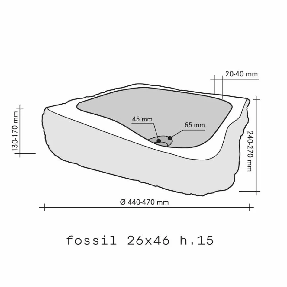 Lavabo da Appoggio Pezzo Unico in Legno Fossile Goa Viadurini
