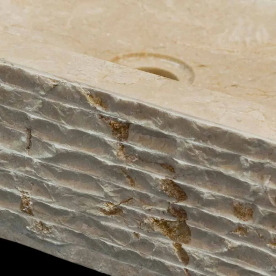 Lavabo da appoggio pezzo unico in pietra naturale Idro bianco Viadurini