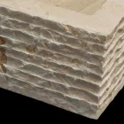 Lavabo da appoggio pezzo unico in pietra naturale Idro bianco Viadurini