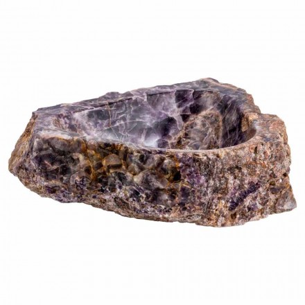 Lavabo da appoggio prodotto a mano in pietra ametista, Vidor Viadurini