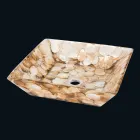 Lavabo da appoggio quadrato di design Akira, in resina artificiale Viadurini