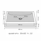 Lavabo da Appoggio Quadrato in Pietra Naturale Nero Giacarta Viadurini