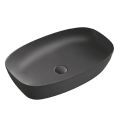 Lavabo da Appoggio Rettangolare in Ceramica Opaca Bianca e Nera - Aster