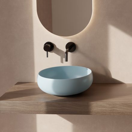 Lavabo da Appoggio Rotondo in Ceramica Colorata Made in Italy - Scodella Viadurini