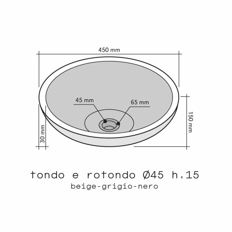 Lavabo da Appoggio Rotondo in Pietra Naturale Nero Esterno Grezzo Pai Viadurini