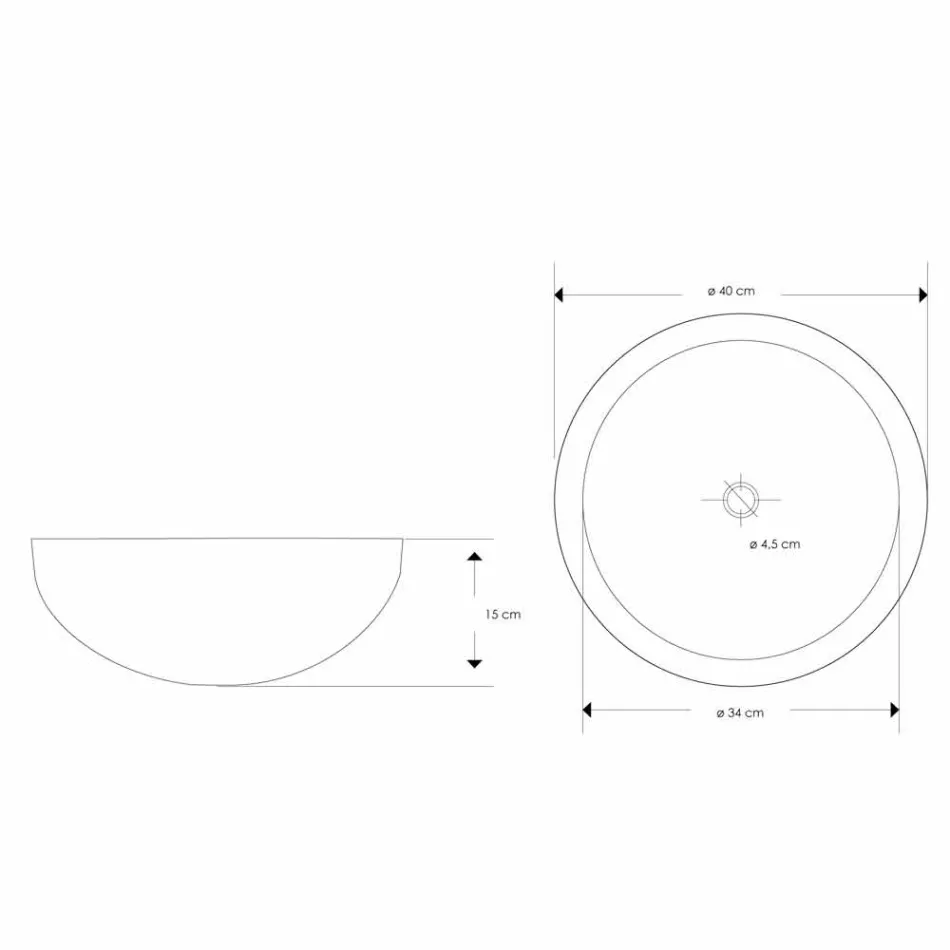 Lavabo da Appoggio Rotondo Lavorato a Mano in Marmo Bianco - Lino Viadurini