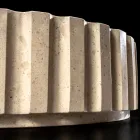 Lavabo da Appoggio Rotondo Realizzato in Marmo Travertino - Cattleya  Viadurini