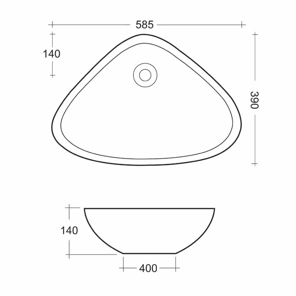 Lavabo da Appoggio Sagomato in Ceramica Bianca Made in Italy – Amburgo Viadurini