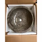 Lavabo da appoggio tondo grigio con esterno levigato Nusa Viadurini