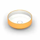 Lavabo da appoggio tondo in ceramica moderno fatto in Italia, Yoel Viadurini