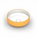 Lavabo da appoggio tondo in ceramica moderno fatto in Italia, Yoel