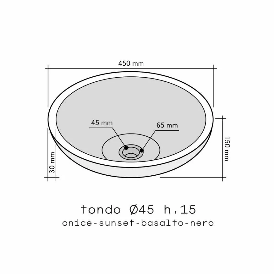 Lavabo da appoggio tondo in onice Giava Viadurini