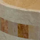 Lavabo da appoggio tondo in pietra naturale Clio bianco Viadurini