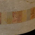 Lavabo da appoggio tondo in pietra naturale Clio bianco Viadurini