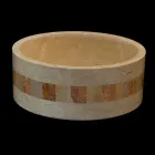 Lavabo da appoggio tondo in pietra naturale Clio bianco Viadurini