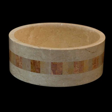 Lavabo da appoggio tondo in pietra naturale Clio bianco Viadurini