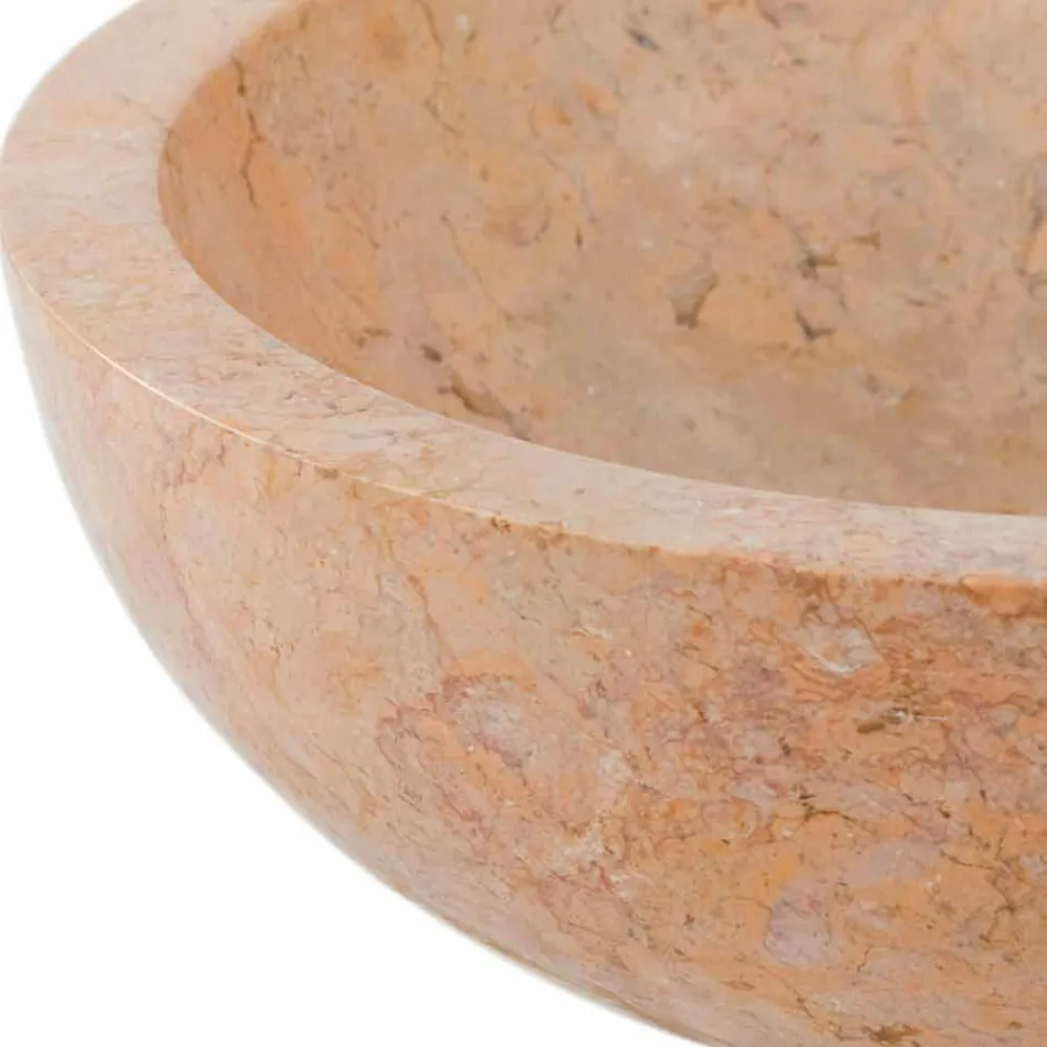 Lavabo da appoggio tondo in pietra naturale Job rosso Viadurini