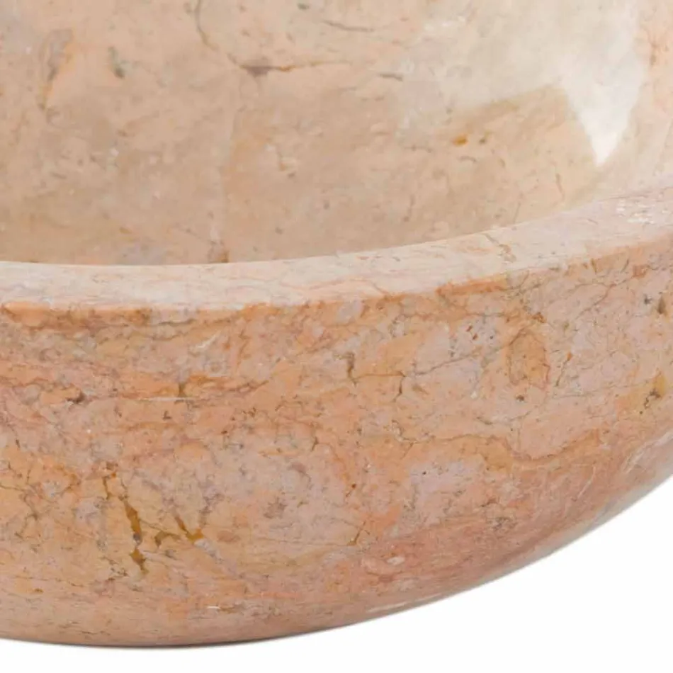 Lavabo da appoggio tondo in pietra naturale Job rosso Viadurini