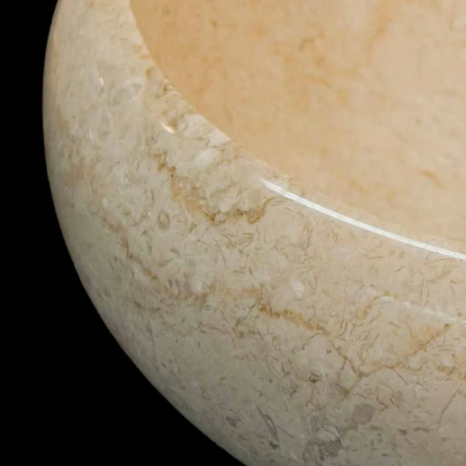 Lavabo da appoggio tondo in pietra naturale Layla bianco Viadurini