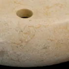 Lavabo da appoggio tondo in pietra naturale Layla bianco Viadurini