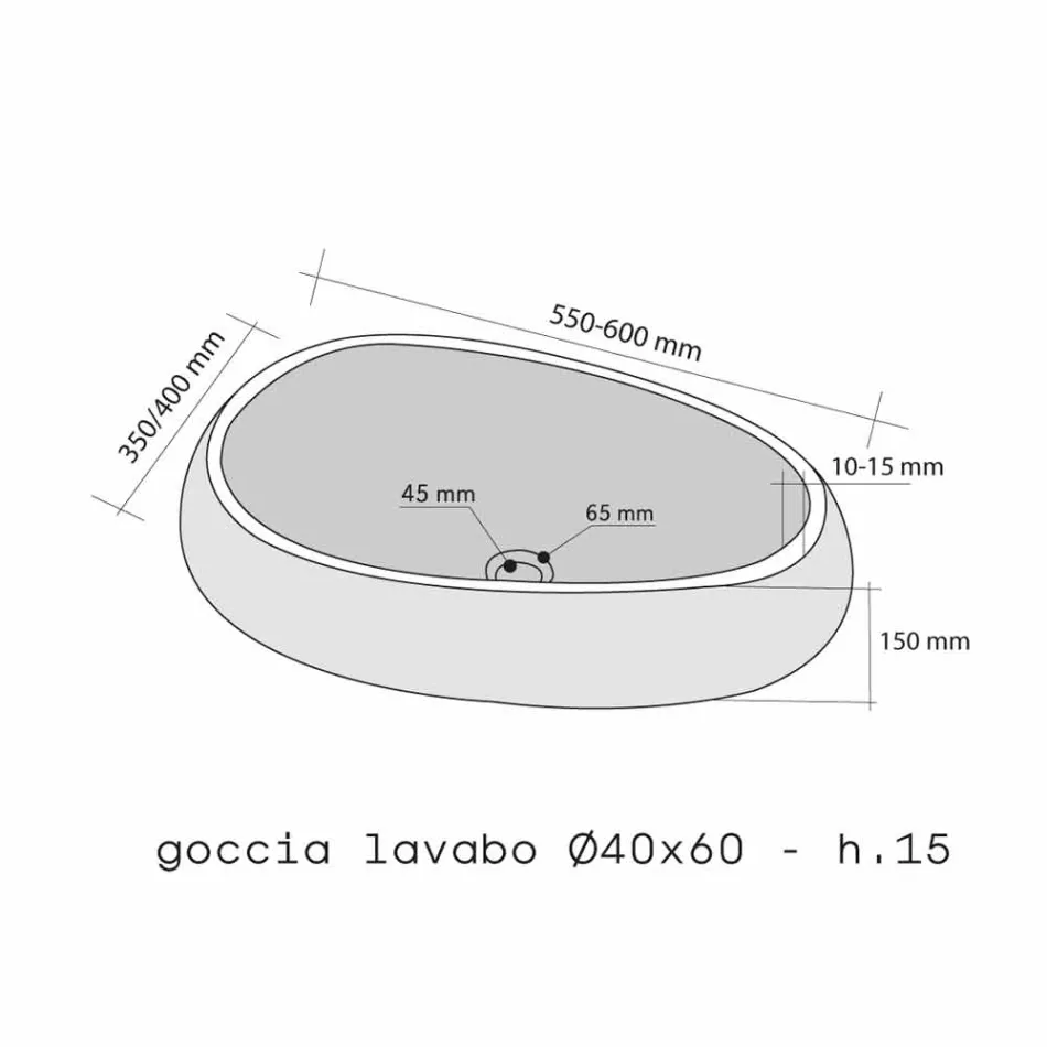 Lavabo da Appoggio Tondo in Pietra Naturale Nero Waka Viadurini