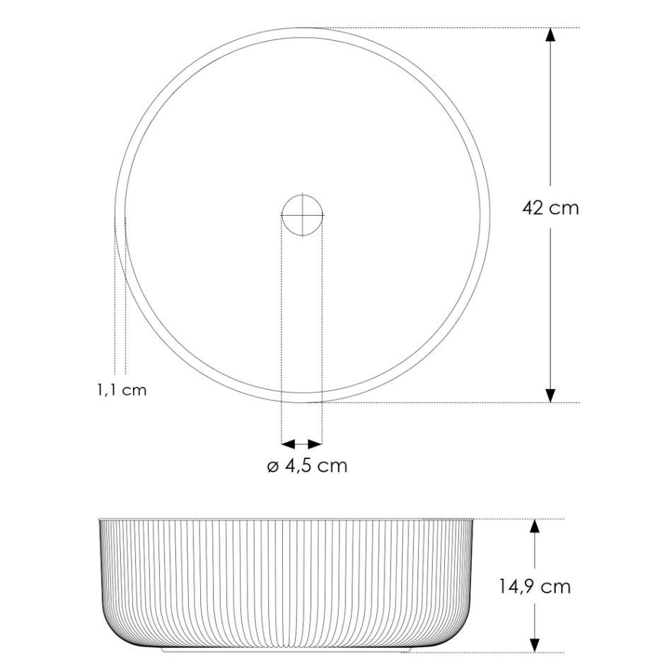 Lavabo da Appoggio Tondo in Vetro Veneziano Plissè Made in Italy - Zircone  Viadurini