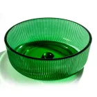 Lavabo da Appoggio Tondo in Vetro Veneziano Plissè Made in Italy - Zircone  Viadurini