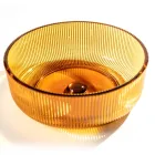 Lavabo da Appoggio Tondo in Vetro Veneziano Plissè Made in Italy - Zircone  Viadurini