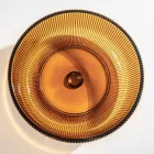 Lavabo da Appoggio Tondo in Vetro Veneziano Plissè Made in Italy - Zircone  Viadurini