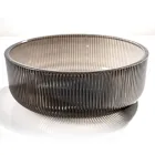 Lavabo da Appoggio Tondo in Vetro Veneziano Plissè Made in Italy - Zircone  Viadurini