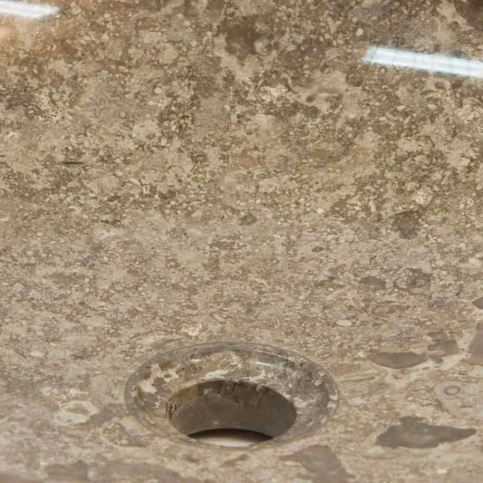 Lavabo da appoggio tondo, pezzo unico, in pietra naturale Ziva Viadurini